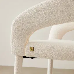 Moulin Chantilly White Fabric Dining Chair - Brushed Gold Legs