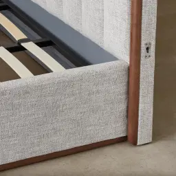 Summerton Murmur White Fabric King Bed - Toffee Brown Ash