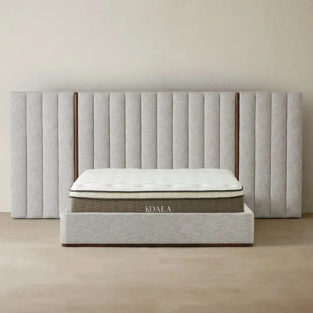 Summerton Murmur White Fabric Queen Bed - Toffee Brown Ash