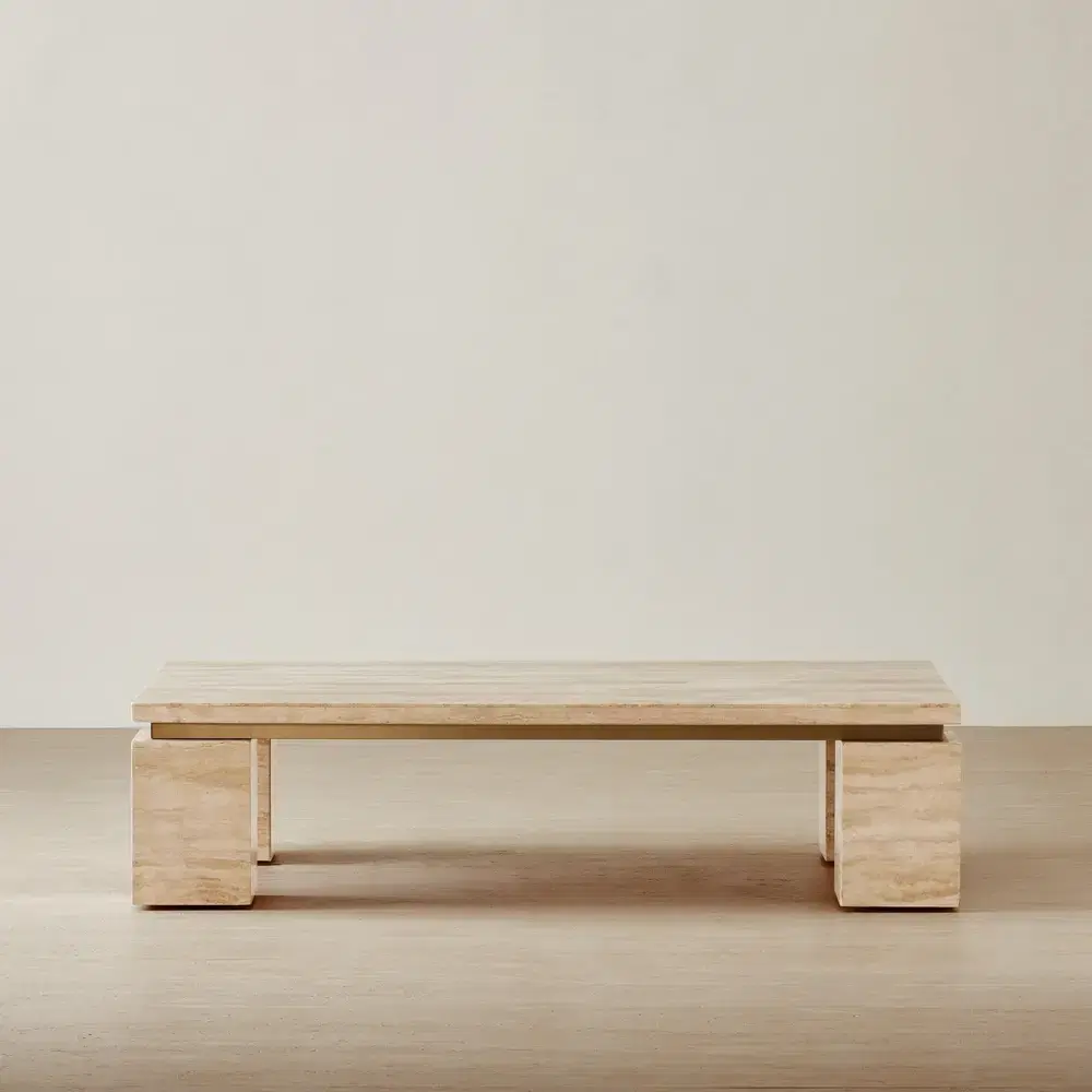 Monolith Natural Cream Travertine Coffee Table