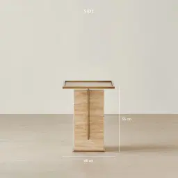Monolith Natural Cream Travertine Side Table