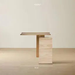 Monolith Natural Cream Travertine Side Table