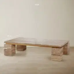 Monolith Natural Silver-Grey Travertine Coffee Table