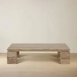 Monolith Natural Silver-Grey Travertine Coffee Table