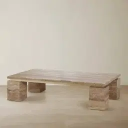 Monolith Natural Silver-Grey Travertine Coffee Table