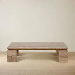 Monolith Natural Silver-Grey Travertine Coffee Table
