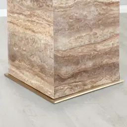 Monolith Natural Silver-Grey Travertine Side Table