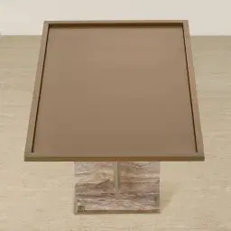 Monolith Natural Silver-Grey Travertine Side Table
