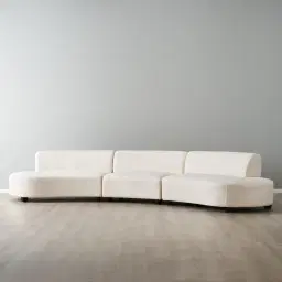 Celestine II Chantilly White Fabric Curved Corner Sofa