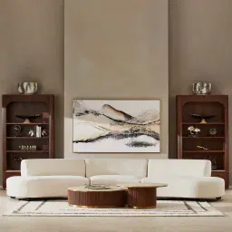 Celestine II Chantilly White Fabric Curved Corner Sofa