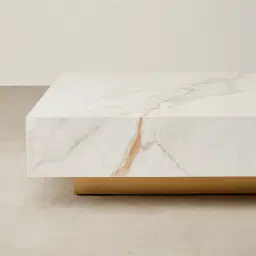Thames Calacatta Oro - White Sintered Stone Square Coffee Table