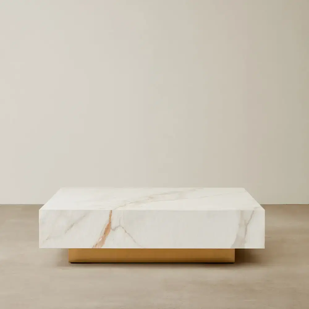 Thames Calacatta Oro - White Sintered Stone Square Coffee Table