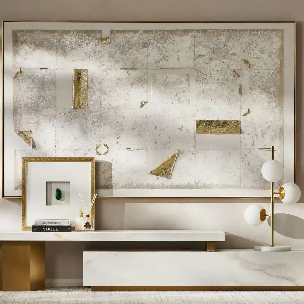 Thames Calacatta Oro - White Sintered Stone Entertainment Unit