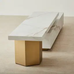 Thames Calacatta Oro - White Sintered Stone Entertainment Unit