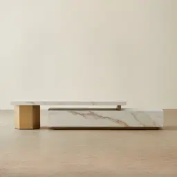 Thames Calacatta Oro - White Sintered Stone Entertainment Unit