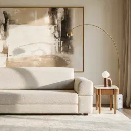 Jessa Brushed Gold Metal Floor Lamp - White Marble Base