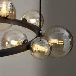 Bubbles Transparent Glass Chandelier 80 cm - Frosted Black Metal Body