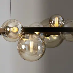 Bubbles Transparent Glass Chandelier 80 cm - Frosted Black Metal Body