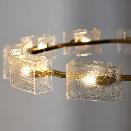 Minda Brushed Gold Glass Chandelier
