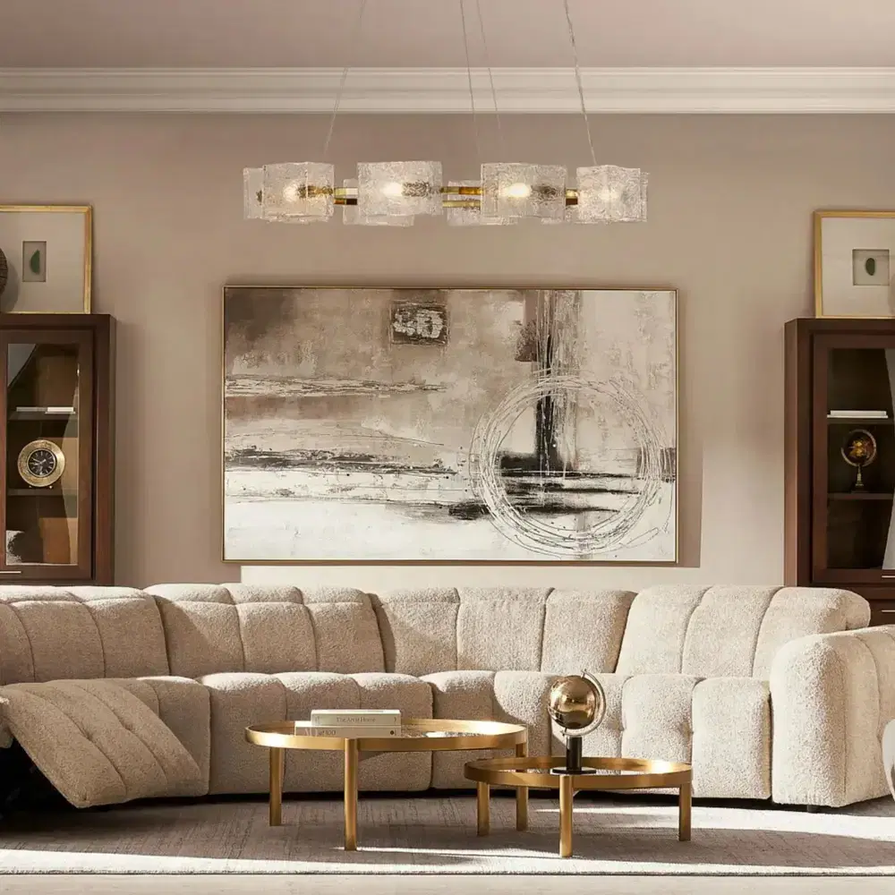 Minda Brushed Gold Glass Chandelier