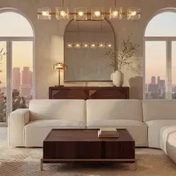 Ricci Brushed Gold Glass Chandelier