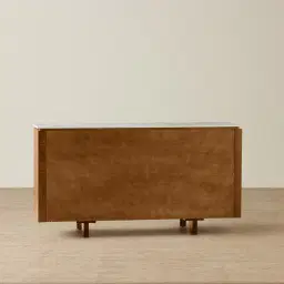 Portobello Toffee Brown Ash Veneer Sideboard - Pandora Brown Sintered Stone Top