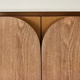 Portobello Light Brown Ash Veneer Sideboard - Pandora Brown Sintered Stone Top