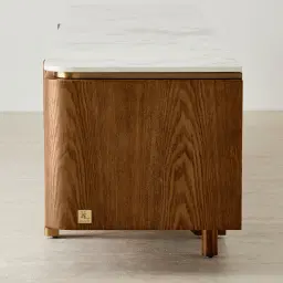 Portobello Toffee Brown Ash Veneer Entertainment Unit - Pandora Brown Sintered Stone Top