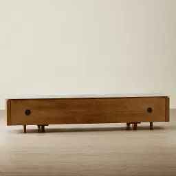 Portobello Toffee Brown Ash Veneer Entertainment Unit - Pandora Brown Sintered Stone Top