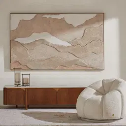 Portobello Toffee Brown Ash Veneer Entertainment Unit - Pandora Brown Sintered Stone Top