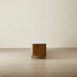 Portobello Toffee Brown Ash Veneer Entertainment Unit - Pandora Brown Sintered Stone Top