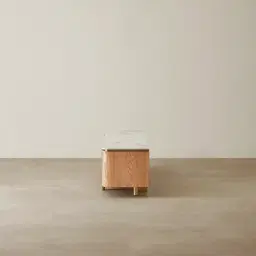 Portobello Light Brown Ash Veneer Entertainment Unit - Pandora Brown Sintered Stone Top