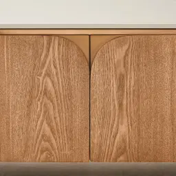 Portobello Light Brown Ash Veneer Entertainment Unit - Pandora Brown Sintered Stone Top