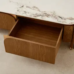 Portobello Toffee Brown Ash Veneer Coffee Table - Pandora Brown Sintered Stone Top