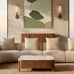 Portobello Toffee Brown Ash Veneer Coffee Table - Pandora Brown Sintered Stone Top