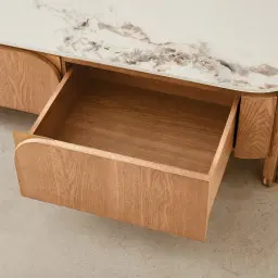 Portobello Light Brown Ash Veneer Coffee Table - Pandora Brown Sintered Stone Top