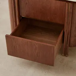 Portobello Toffee Brown Ash Veneer Bedside Table - Pandora Brown Sintered Stone Top