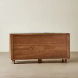 Portobello Toffee Brown Ash Veneer Dresser - Pandora Brown Sintered Stone Top