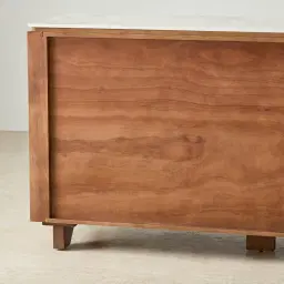 Portobello Toffee Brown Ash Veneer Dresser - Pandora Brown Sintered Stone Top