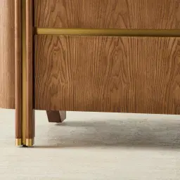 Portobello Toffee Brown Ash Veneer Dresser - Pandora Brown Sintered Stone Top