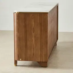 Portobello Toffee Brown Ash Veneer Dresser - Pandora Brown Sintered Stone Top