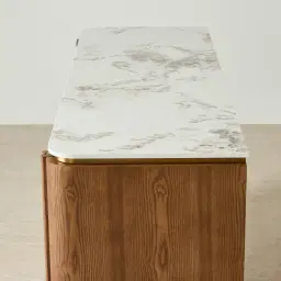 Portobello Toffee Brown Ash Veneer Dresser - Pandora Brown Sintered Stone Top