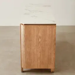 Portobello Light Brown Ash Veneer Dresser - Pandora Brown Sintered Stone Top