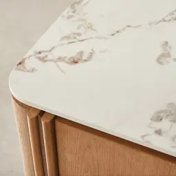 Portobello Light Brown Ash Veneer Dresser - Pandora Brown Sintered Stone Top