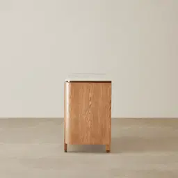 Portobello Light Brown Ash Veneer Dresser - Pandora Brown Sintered Stone Top