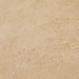 San Pierre Light Brown Ash Veneer Low Round Coffee Table with Travertine Finish Sintered Stone Top