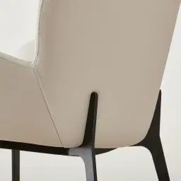 Milana Glacier Grey Vegan Leather Dining Chair - Black Metal Legs