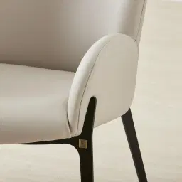 Milana Glacier Grey Vegan Leather Dining Chair - Black Metal Legs