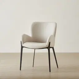 Milana Glacier Grey Vegan Leather Dining Chair - Black Metal Legs