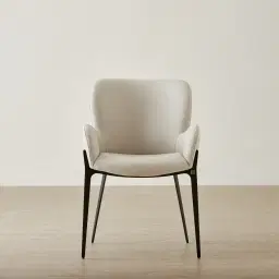 Milana Glacier Grey Vegan Leather Dining Chair - Black Metal Legs